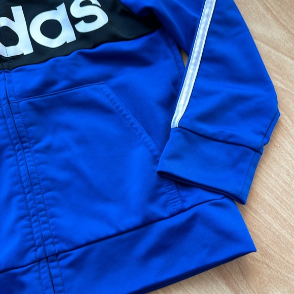 Adidas Blue and White Track Jacket Boys Size 5 - Picture 3 of 9